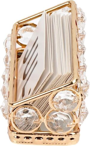 Silver Business Card Holder Stand with Crystal Accents – Elegant Desk Organizer for Office, Reception, and Home Decor in Kuwait