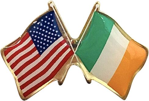 Gettysburg Flag Works Ireland & U.S. Crossed Flags Double Waving Friendship Lapel Pin - Made in The USA in Kuwait