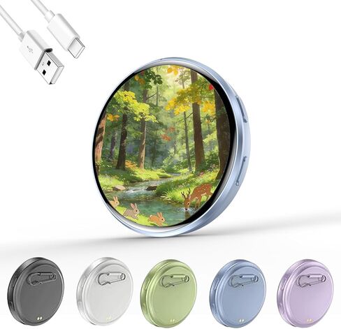 Digital Displayed Pixel Badge Pin - Smart Digital Badge with Touch Screen,1.7'' HD Display Badge Magnetic Cute Pin, Videos/Photos can be displayed via Bluetooth. (White) in Kuwait