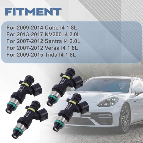 4 قطعة 16600-EN200 حاقن الوقود، يناسب 2007-2012 Sentra 2.0L/Versa 1.8L، لـ 2009-2014 Cube Tiida 1.8L، لـ 2013-2017 NV200 2.0L، استبدال حاقن الوقود FJ1056 FBY2850 in Saudi Arabia