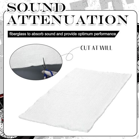 1 Pcs Muffler Packing Motorcycle Exhaust Packing Fiberglass Muffler Mat for 2-stroke 4-stroke Motorcycle ATV Dirt Bike for Exhaust Pipe Insulation Silencer (0.4" X 21.6" X 11.3") in Kuwait