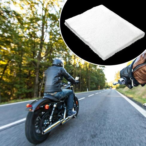 1 Pcs Muffler Packing Motorcycle Exhaust Packing Fiberglass Muffler Mat for 2-stroke 4-stroke Motorcycle ATV Dirt Bike for Exhaust Pipe Insulation Silencer (0.4" X 21.6" X 11.3") in Kuwait