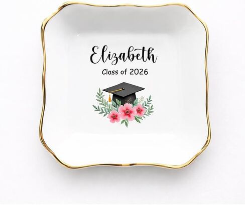 Personalized Graduation Jewelry Dish Class of 2026, Custom Name College Graduation Gift for Women, Besties, Daughter, Congrats Grad Gifts, University Graduation Keepsake, Ceramic Ring Dish Style 4 in Saudi Arabia