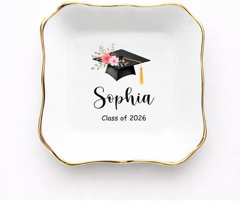 Personalized Graduation Jewelry Dish Class of 2026, Custom Name College Graduation Gift for Women, Besties, Daughter, Congrats Grad Gifts, University Graduation Keepsake, Ceramic Ring Dish Style 4 in Saudi Arabia