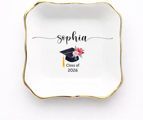 Personalized Graduation Jewelry Dish Class of 2026, Custom Name College Graduation Gift for Women, Besties, Daughter, Congrats Grad Gifts, University Graduation Keepsake, Ceramic Ring Dish Style 4 in Saudi Arabia