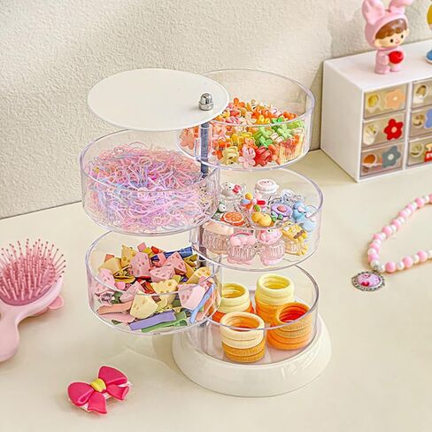 5-Layers Rotating Small Jewelry Boxes, Travel Jewelry Box Tray Case with Lid for Earrings Hair Accessories & Beauty Supplies Necklaces Bracelets Watches, Gift for Women Teen Girls in Kuwait