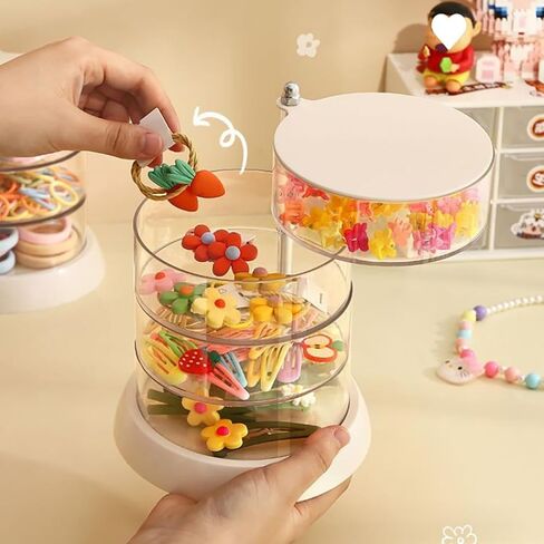 5-Layers Rotating Small Jewelry Boxes, Travel Jewelry Box Tray Case with Lid for Earrings Hair Accessories & Beauty Supplies Necklaces Bracelets Watches, Gift for Women Teen Girls in Kuwait