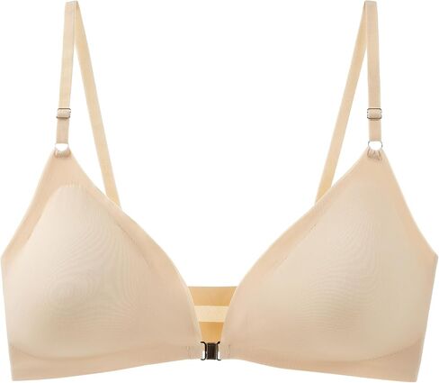 Women Ice Silk Seamless Bralettes Front Closure Wireless Padded Bra in Kuwait
