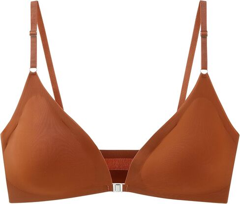 Women Ice Silk Seamless Bralettes Front Closure Wireless Padded Bra in Saudi Arabia