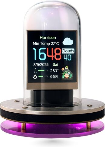Nixie Tube Clock | Smart App Control Digital Clock, Customizable Display Settings, Retro Futuristic Cyberpunk Design Desk Timepiece, Unique Unusual Present for Home or Office, Flask Table Clock in Saudi Arabia