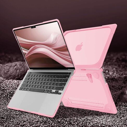 حافظة MOSISO متوافقة مع جهاز MacBook Pro 13 بوصة 2026 2025 2024 2023 2022 2021 2020 M2 M1 A2338 A2289 A2251، حافظة حماية شديدة التحمل مع مسند قابل للطي وغطاء لوحة مفاتيح، وردي in Saudi Arabia
