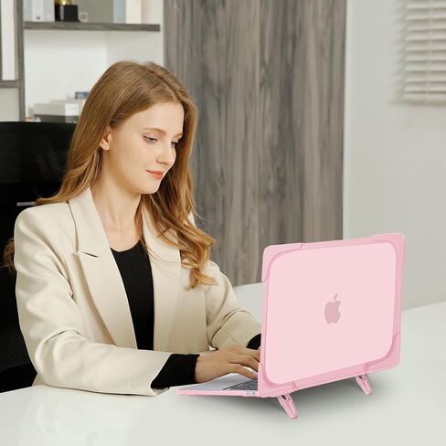 حافظة MOSISO متوافقة مع جهاز MacBook Pro 13 بوصة 2026 2025 2024 2023 2022 2021 2020 M2 M1 A2338 A2289 A2251، حافظة حماية شديدة التحمل مع مسند قابل للطي وغطاء لوحة مفاتيح، وردي in Saudi Arabia