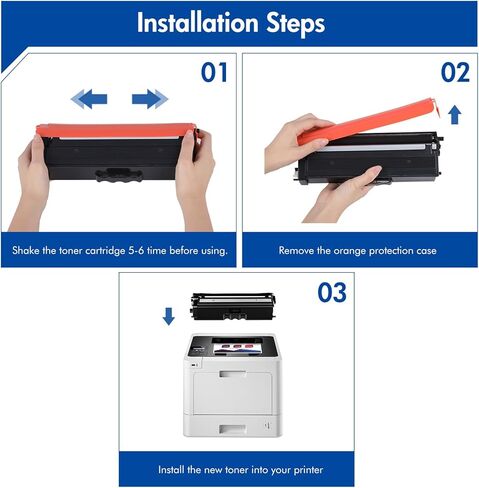 TN433 TN-433 Toner Compatible for Brother TN433 Toner Cartridge Set TN431 TN-431 TN-433BK TN-433C TN-433M TN-433Y MFC-L8900Cdw HL-L8260CDW HL-L8360CDW MFC-L8610CDW HL-L8360CDWT Printer (4-Pack) in Kuwait