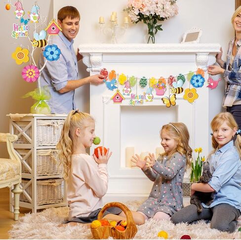 Barydat 36 Pcs Spring Ornaments for Tree Spring Wood Hanging Ornaments Flower Butterfly Gnome Decorations for Small Tree for Home Yard Garden DIY Craft Colorful Party Favor in Saudi Arabia
