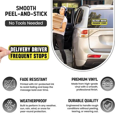 | (قطعتان) ملصق سائق التوصيل - مقاس 9 بوصة - لافتة سائق توصيل قوية ومتينة ومقاومة للعوامل الجوية. لافتة سائق توصيل مثالية للسيارة in Kuwait