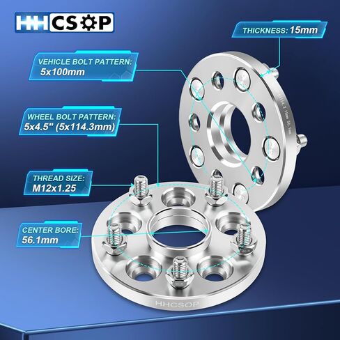 5x100 to 5x114.3 Forged Wheel Spacer 15mm for Subaru Impreza BRZ Baja Forester Legacy Outback | Scion FR-S | Toyota 86, 4PCS 5x100 to 5x4.5 Hubcentric Wheel Adapters 56.1mm Hub Bore with 12x1.25 Studs in Saudi Arabia