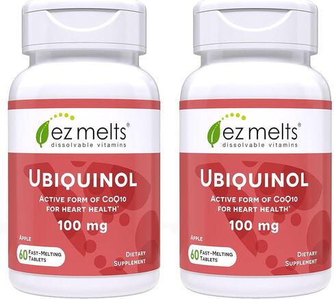 EZ Melts Dissolvable Ubiquinol 100mg, Active Form of CoQ10, Heart Health Supplements for Men & Women, Sugar-Free, 2-Month Supply in Kuwait