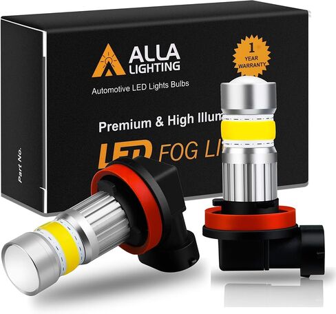 Alla Lighting 2800lm H16 LED Bulbs, 3000K Golden Yellow Fog Lights, Daytime Running Lights, Xtreme Super Bright Customized COB-72 SMD Replacement for Cars, Trucks in Saudi Arabia