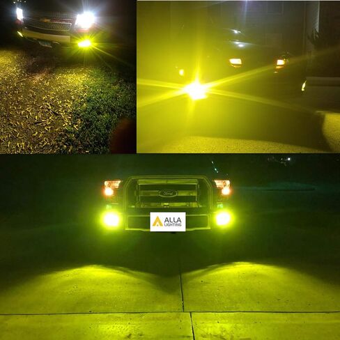Alla Lighting 2800lm H16 LED Bulbs, 3000K Golden Yellow Fog Lights, Daytime Running Lights, Xtreme Super Bright Customized COB-72 SMD Replacement for Cars, Trucks in Saudi Arabia