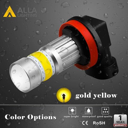 Alla Lighting 2800lm H16 LED Bulbs, 3000K Golden Yellow Fog Lights, Daytime Running Lights, Xtreme Super Bright Customized COB-72 SMD Replacement for Cars, Trucks in Saudi Arabia