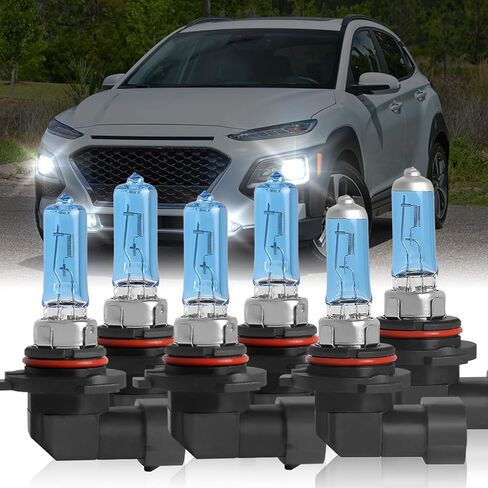 Fit 2020-2023 for H-yundai Palisade Headlight Bulbs, 9005 High Beam and H7 Low Beam 9005 H7 Headlight Bulbs 300% Brightness High Performance Halogen Bulbs Combo 4PCS in Kuwait