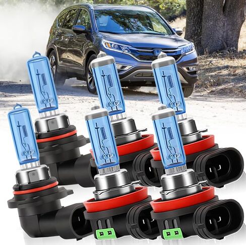 For Honda CRV CR-V 2015-2021 Halogen Headlight Bulbs, 9005 High Beam H11 Low Beam and H8 Fog Light Bulb Kit, 100W 6000K White, 300% Brighter, Plug and Play,6 pcs in Kuwait