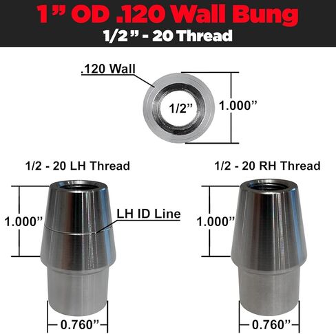 1/2" Heim Joint Kit - Chromoly Heim Joints 1/2" for 1" OD .120 Wall Tube - Fabricate 4-Link Tie Rod Ends Suspension Steering UTV Rock Crawler Sand Rail Hot Rod Johnny Joint [6101A9] 4-Set in Kuwait