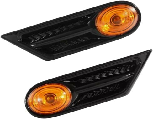 Riloer العنبر LED مصباح إشارة الانعطاف الأمامي عدسة صفراء، متوافق مع BMW 2007-2013 MINI R56 R57 R58 R59، مجموعة ضوء مؤشر الجانب الأمامي للحاجز in Saudi Arabia