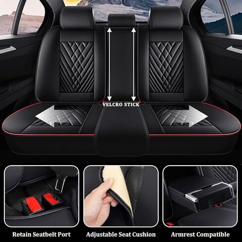 Car Seat Covers Full Set for Acura ADX 2025-2026, Waterproof Nappa Leather Car Seat Cover, Full Coverage Car Seat Covers Sets(5 Seats/Black Red) in Saudi Arabia