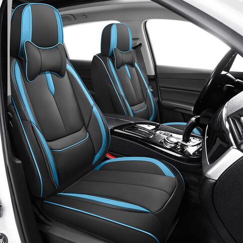 ILMO Nappa Leather Seat Covers Fit for Jeep Wrangler 2000-2026– Waterproof Wear Resistant Car Seat Cover– Full Coverage Seatcover(Black&Blue, Full Set) in Saudi Arabia