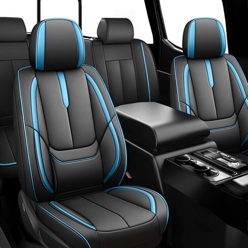 ILMO Nappa Leather Seat Covers Fit for Jeep Wrangler 2000-2026– Waterproof Wear Resistant Car Seat Cover– Full Coverage Seatcover(Black&Blue, Full Set) in Saudi Arabia
