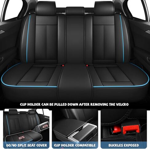 ILMO Nappa Leather Seat Covers Fit for Jeep Wrangler 2000-2026– Waterproof Wear Resistant Car Seat Cover– Full Coverage Seatcover(Black&Blue, Full Set) in Saudi Arabia