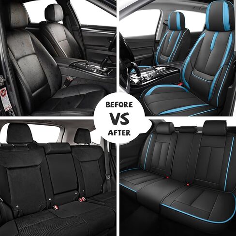ILMO Nappa Leather Seat Covers Fit for Jeep Wrangler 2000-2026– Waterproof Wear Resistant Car Seat Cover– Full Coverage Seatcover(Black&Blue, Full Set) in Saudi Arabia