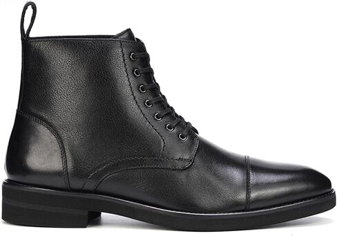 أنتوني فير جيمس جزمة برباط للرجال | جلد العجل المحبب بالكامل | نعل خارجي مطاطي مرصع | وسادة قدم مريحة من Ortholite | بليك ستيتش للإنشاءات | الأربطة المشمعة المسطحة | أسود in Kuwait