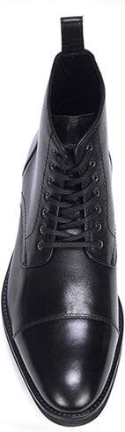 أنتوني فير جيمس جزمة برباط للرجال | جلد العجل المحبب بالكامل | نعل خارجي مطاطي مرصع | وسادة قدم مريحة من Ortholite | بليك ستيتش للإنشاءات | الأربطة المشمعة المسطحة | أسود in Kuwait