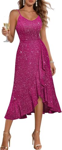 DRESSTELLS Sequin Formal Dresses Spaghetti Strap Cocktail Wedding Guset Dresses 2026 Prom Dress Evening Gowns in Kuwait