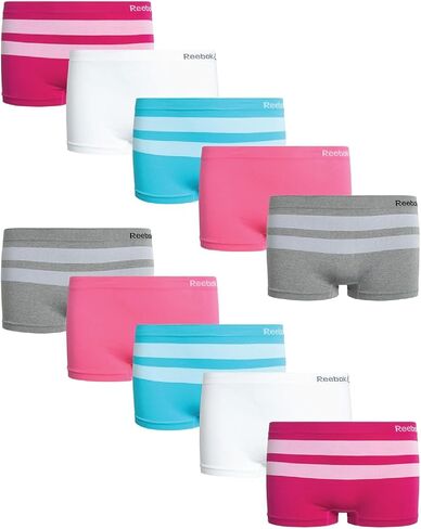 Reebok Girls' Boyshorts Underwear - 10 Pack Soft Seamless Girls Panties Boy Shorts - Breathable Panties for Girls (6-16) in Saudi Arabia