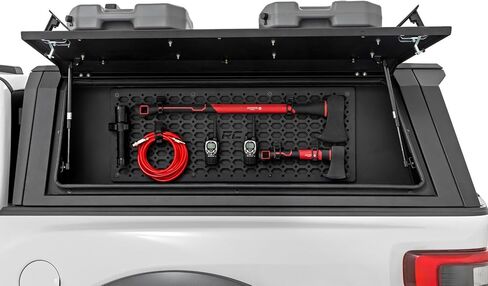 صندوق تخزين جانبي بغطاء سرير من Rough Country (جانب السائق) - يناسب أغطية سرير RC فقط، منظم غطاء سرير الشاحنة مع ضوء LED (Chevy/Ford/GMC/Ram) in Kuwait