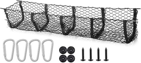 4 Pocket Cargo Net for Pickup Truck Bed 43.1 × 11.8 inch Adjustable Elastic Mesh Car Rear Storage Organizer with 4 Carabiners Accessories, Heavy Duty Cargo Netting for Pickup, Truck, SUV in Saudi Arabia