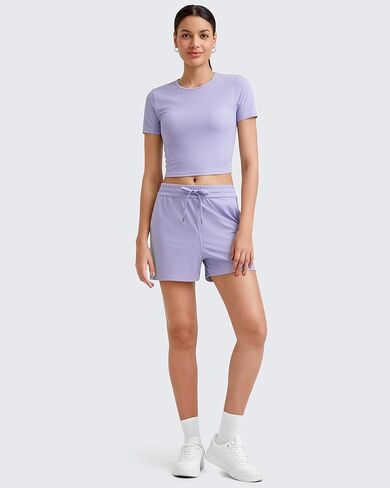 G4Free Casual Tops for Women Slim Fit Short Sleeve Sport Cute Basic Tees Comfy Lightweight Dry Wicking Yoga Shirts(Lavender,L) in Saudi Arabia