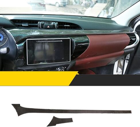 Fit for Toyota Hilux 2015-2021 Real Carbon Fiber (Soft) Interior Accessories Central Dashboard Decorative Panel Protective Sticker in Kuwait