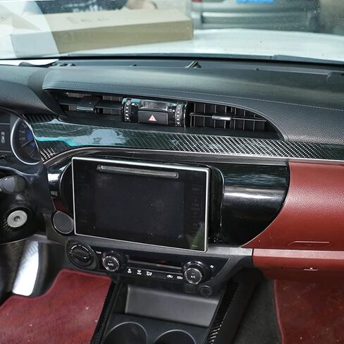 Fit for Toyota Hilux 2015-2021 Real Carbon Fiber (Soft) Interior Accessories Central Dashboard Decorative Panel Protective Sticker in Kuwait