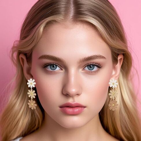 Raffia Flower Earrings Boho Handmade Straw Wrapped Drop Dangle Earrings for Women Summer Beach Jewelry in Saudi Arabia