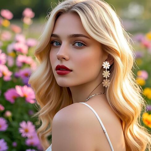 Raffia Flower Earrings Boho Handmade Straw Wrapped Drop Dangle Earrings for Women Summer Beach Jewelry in Saudi Arabia