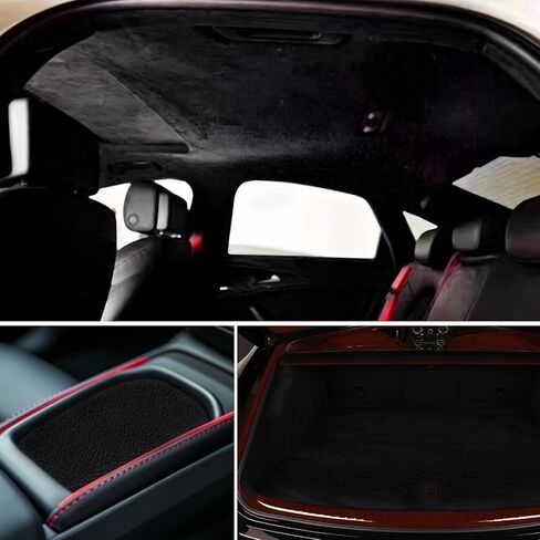 Suede Auto Headliner Fabric 97" L × 60" W with Foam Backing - Tube Packaging - Black Interior Replacement Material for Car/Truck/SUV/RV Roof - Home Repair/DIY Headliner Material in Saudi Arabia