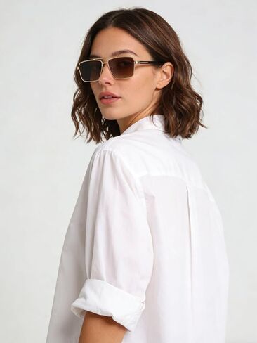 Retro Rectangle Sunglasses for Women Men Vintage 70s 80s Rectangular Flat Square Aviators Sun Glasses in Saudi Arabia