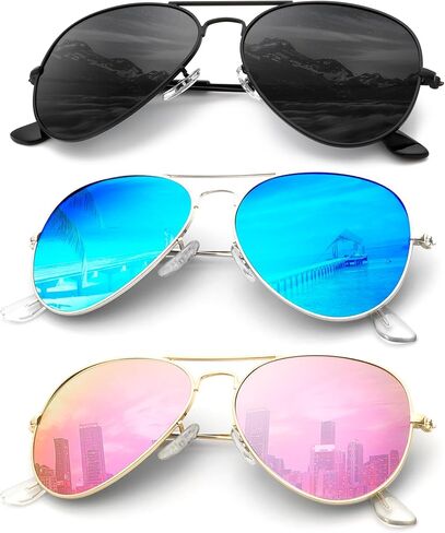 Aviator Sunglasses Polarized Sun-Glasses: Aviators Sunglasses for Men Women with UV Protection for Driving in Kuwait