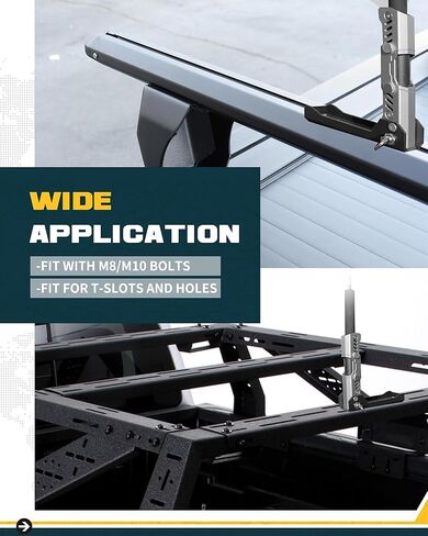 حامل عمود علم عالمي قابل للطي بقطر 1.24 بوصة للشاحنة SUV مع M8/M10 T-Slot سقف رف سلة سرير منصة تعديل 90 درجة in Kuwait