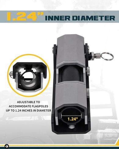 حامل عمود علم عالمي قابل للطي بقطر 1.24 بوصة للشاحنة SUV مع M8/M10 T-Slot سقف رف سلة سرير منصة تعديل 90 درجة in Kuwait