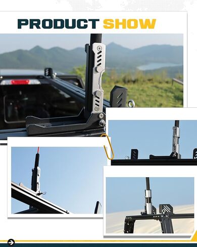 حامل عمود علم عالمي قابل للطي بقطر 1.24 بوصة للشاحنة SUV مع M8/M10 T-Slot سقف رف سلة سرير منصة تعديل 90 درجة in Kuwait